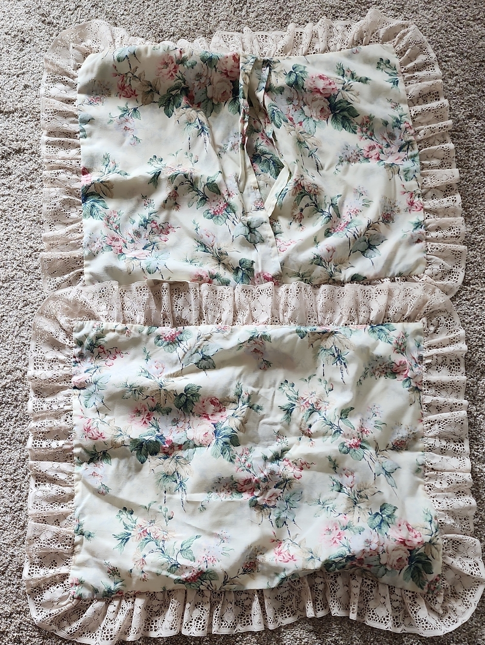 Vintage Lace Floral Shams Cottagecore 80s 90s